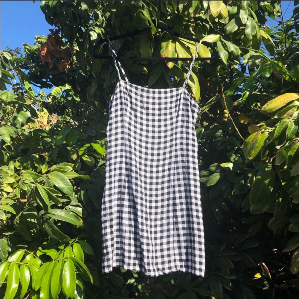 MAJORELLE black white plaid mini dress